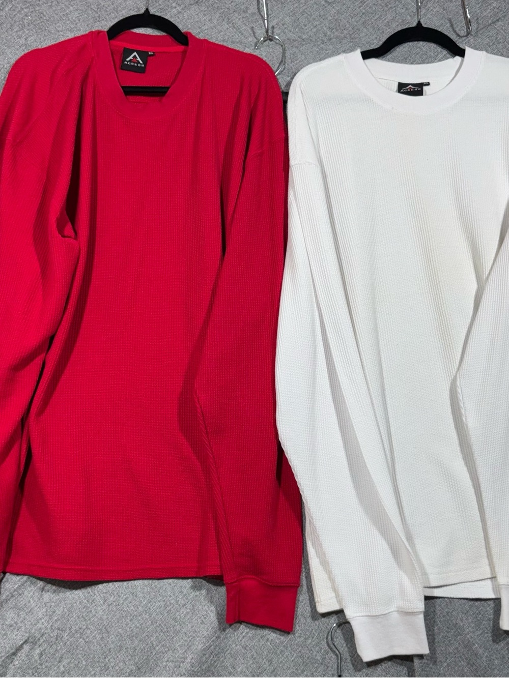 Apex Men's Red Waffle Thermal Crewneck Long Sleeve Shirt